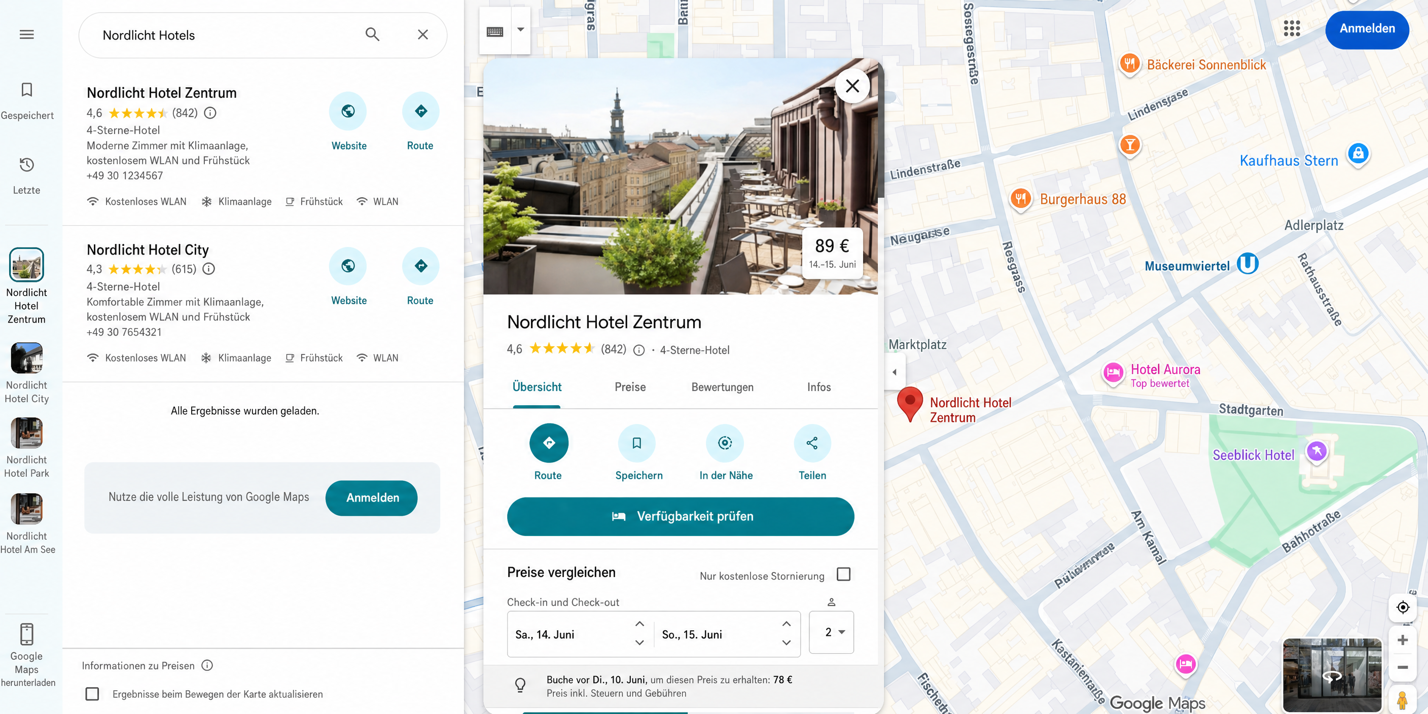 Beispiel-Wizards in Google Maps